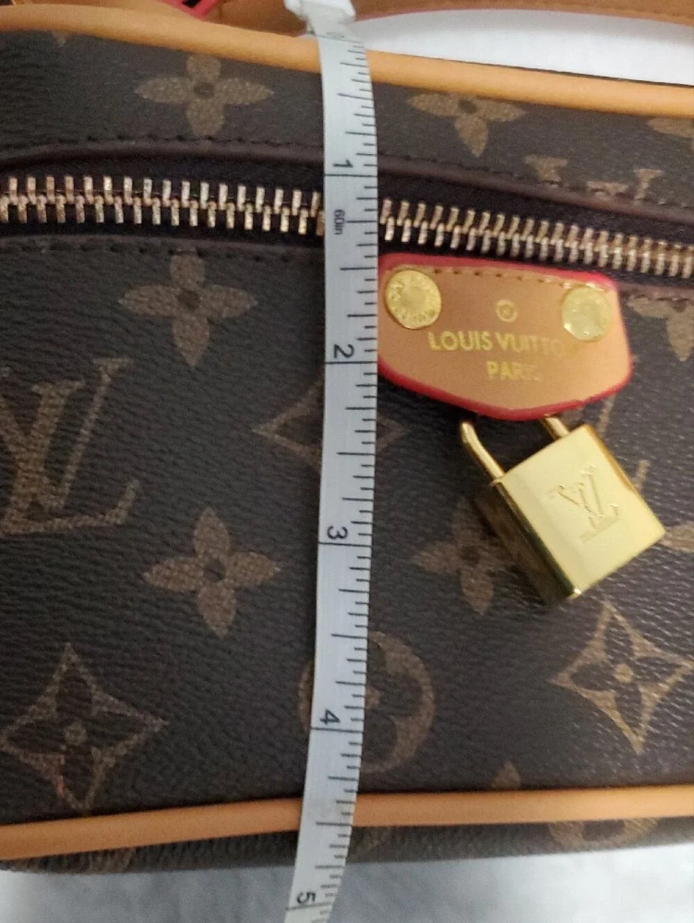 Lv💠 Brown Monogram Crossbody with Tan and Red-Trim
